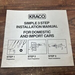 Kraco Auto Stereo Installation Manual 1970s-80s Cars 3 Step